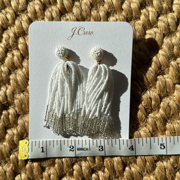 NWT J. Crew Dangle White Beaded Pierced Earrings - Picture 4 of 4